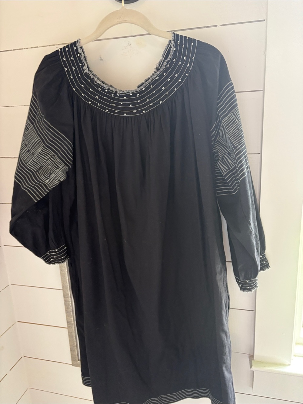 Women's Black Embroidered Tunic Dress